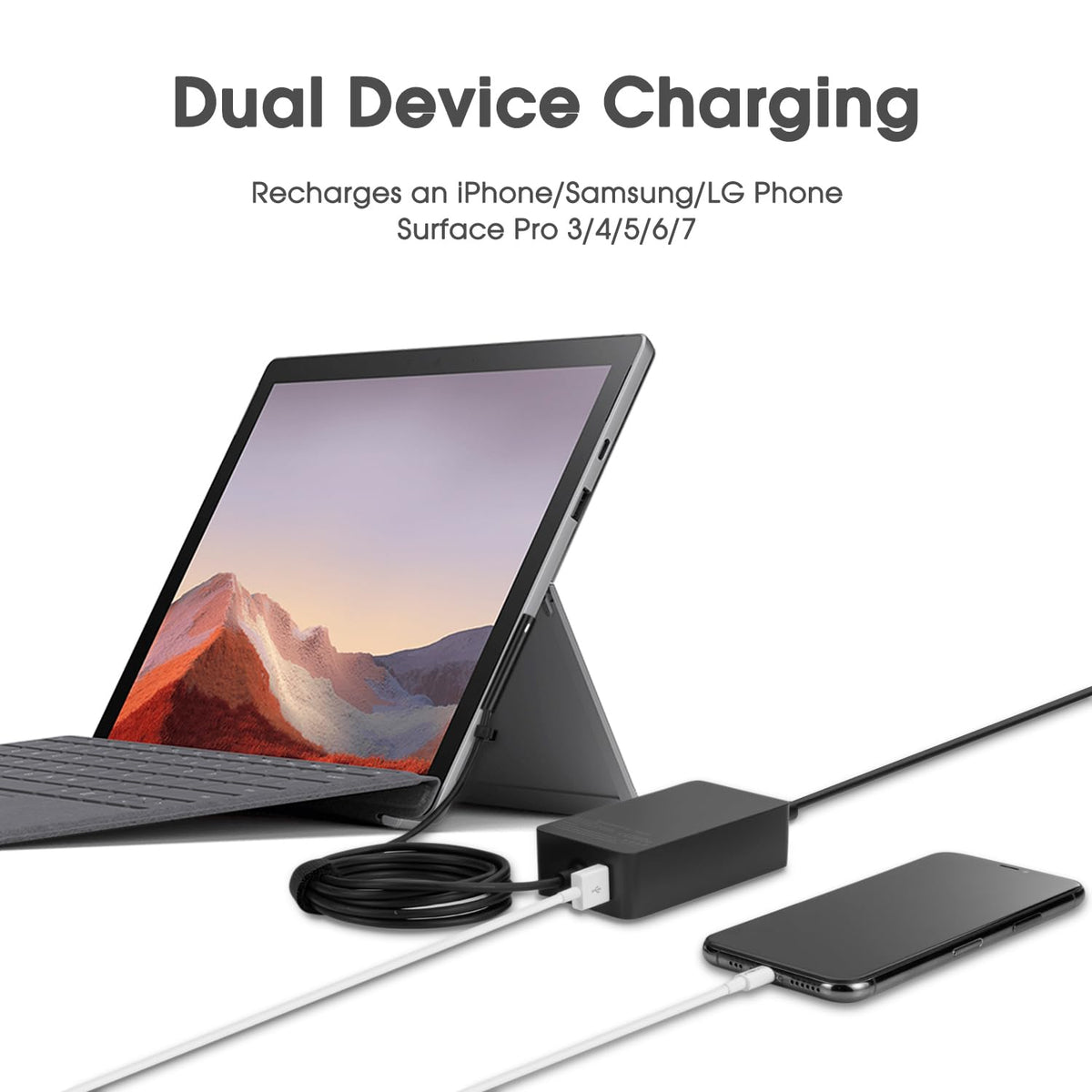 Ptioatns USB port on the charger allows extra device charging.