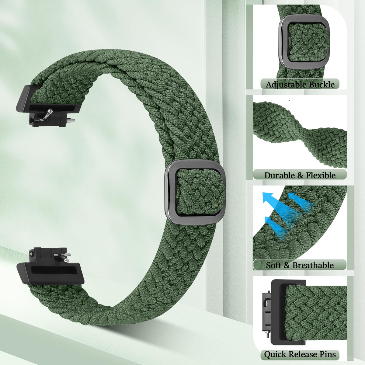Puhuite band close-up weave highlighting breathable nylon material.