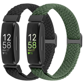 Puhuite elastic braided band on Fitbit Inspire 3 for all-day comfort.