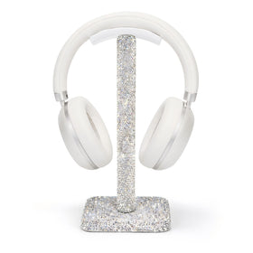 Pulchrum rhinestone headphone stand base keeps headphones secure on desk.