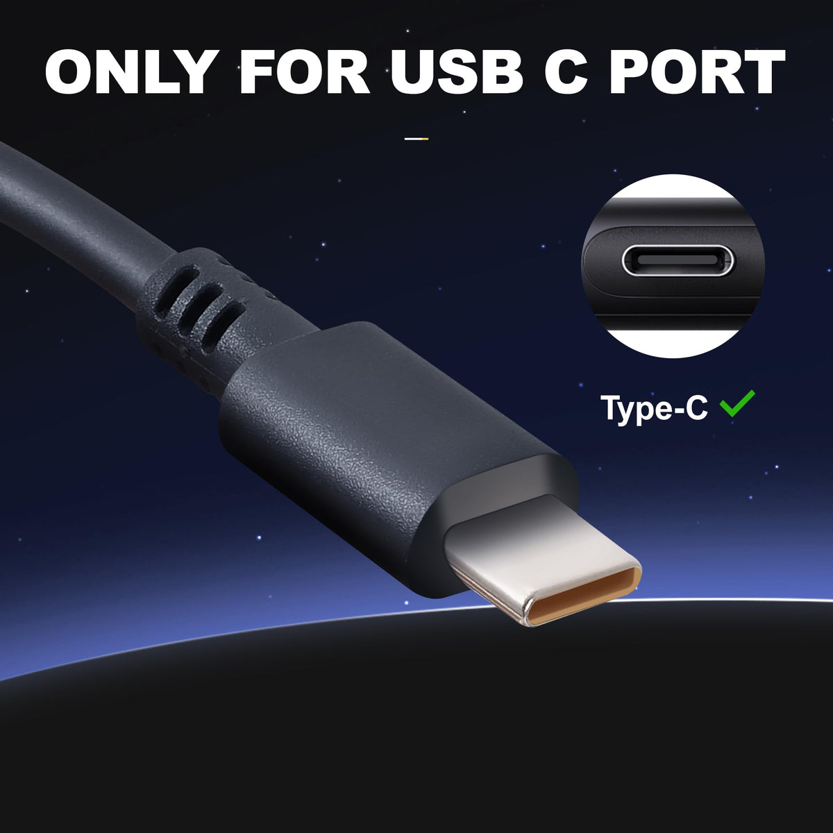 PULINA close-up USB-C plug emphasizing secure fit and reliable power delivery