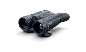 Pulsar Merger LRF XP35 in hand, compact thermal binoculars for field use.