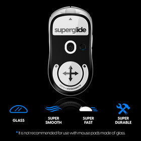 Pulsar Superglide installed on mouse gliding over cloth pad for improved tracking benefit