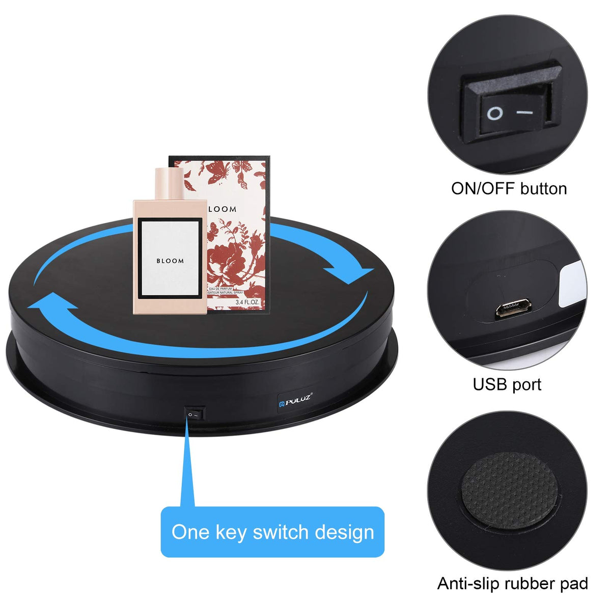 PULUZ silent rotation turntable ideal for clean video capture