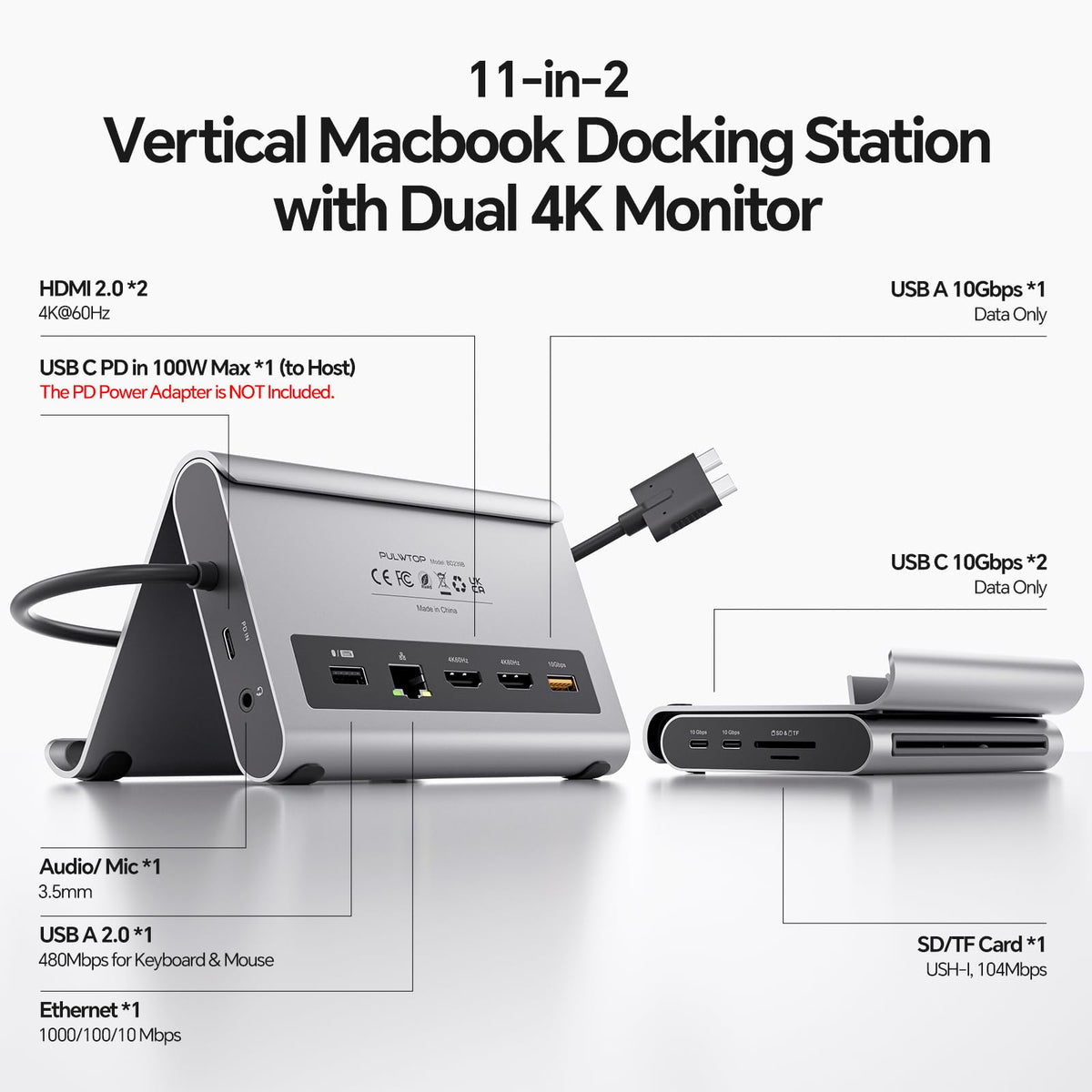 PULWTOP Gigabit Ethernet on the dock for stable network access