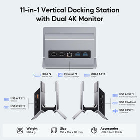 PULWTOP docking station showing two HDMI 4K60 ports for two displays.