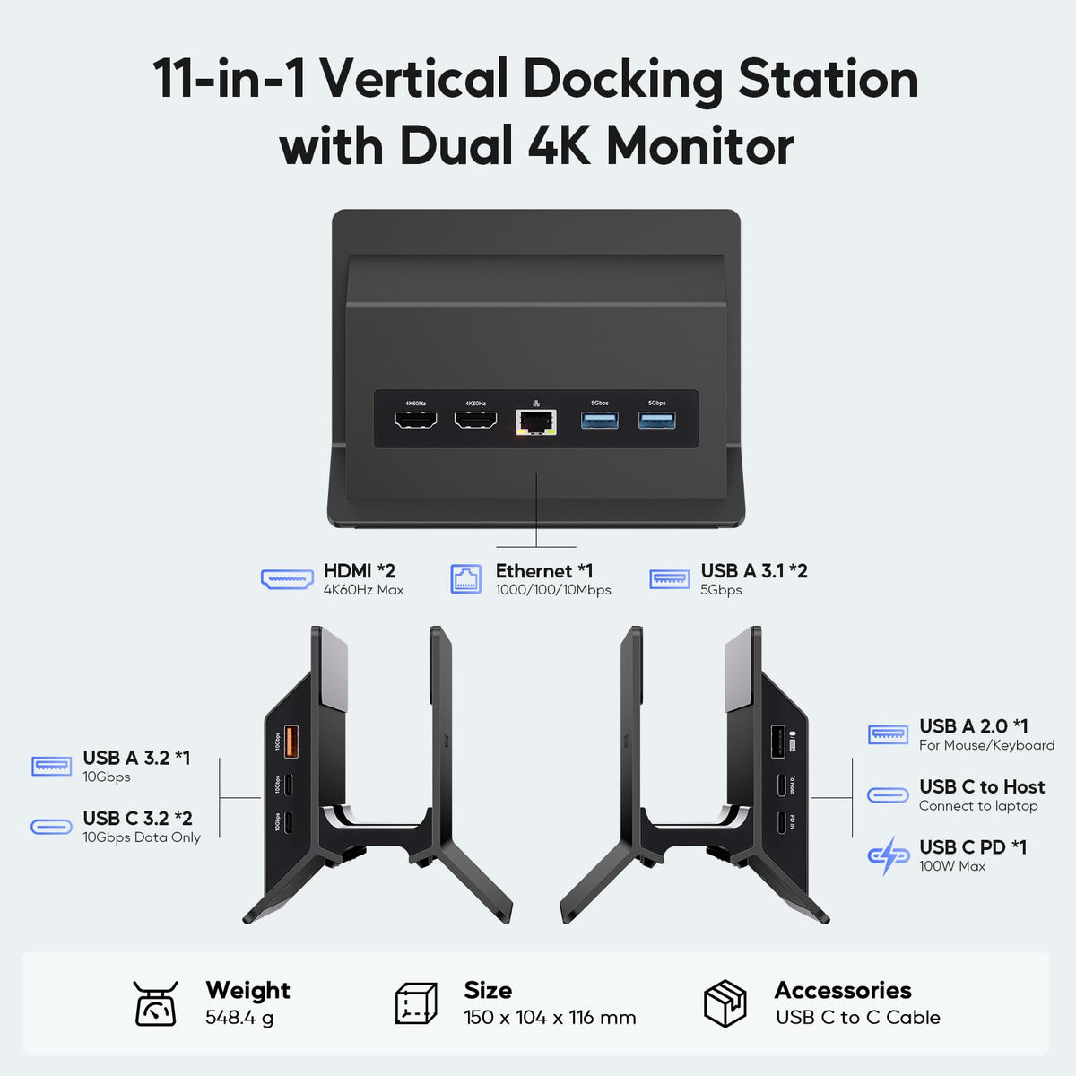 Pulwtop docking station back panel showing connectivity ports