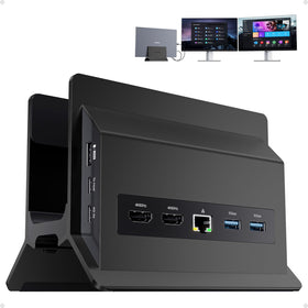 Pulwtop dual-monitor docking station front view for expanded workspace