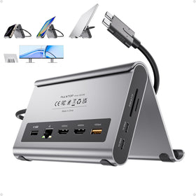 PULWTOP MacBook Pro docking stand with two 4K HDMI outputs for multitasking
