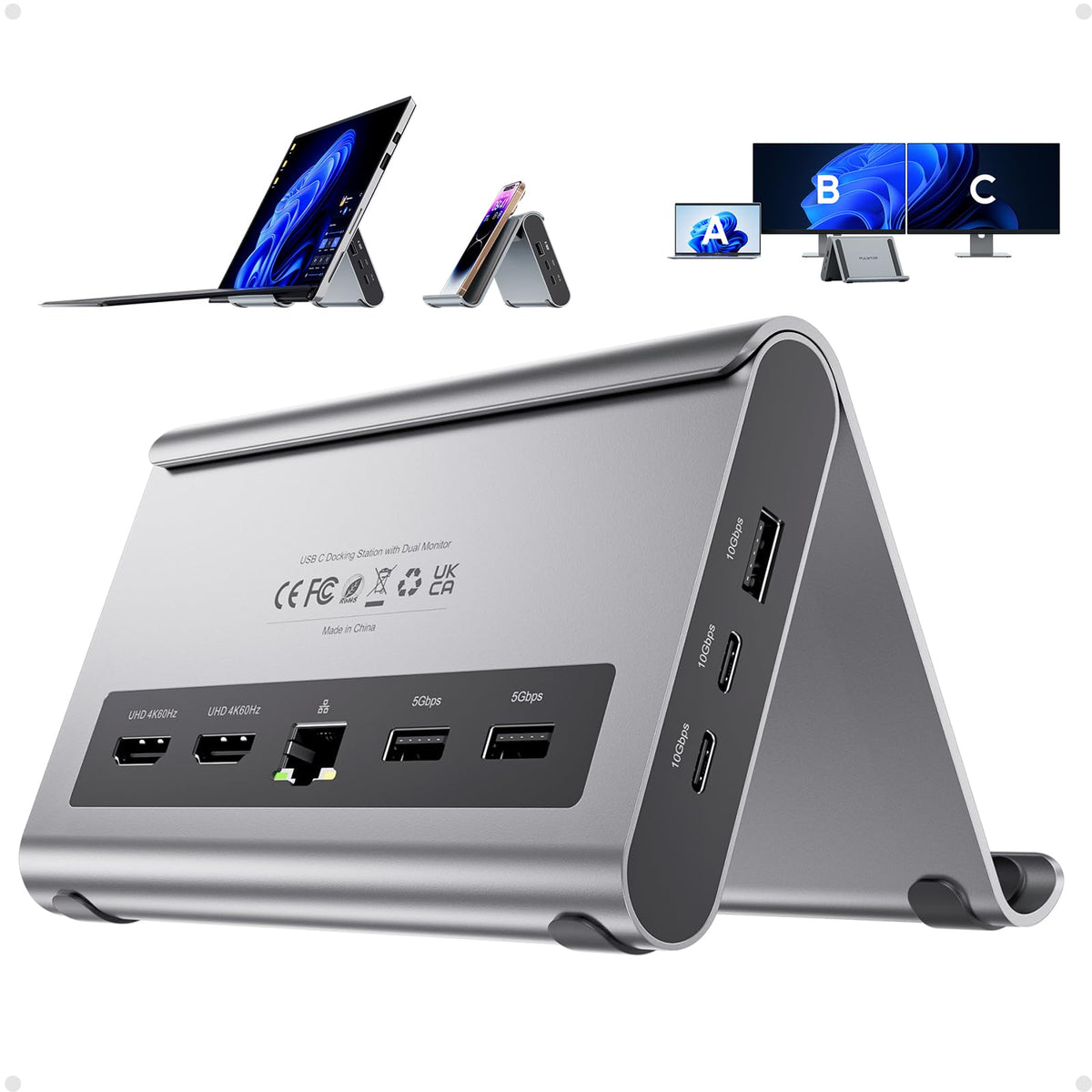 PULWTOP USB-C docking station setup showing expanded desk connectivity