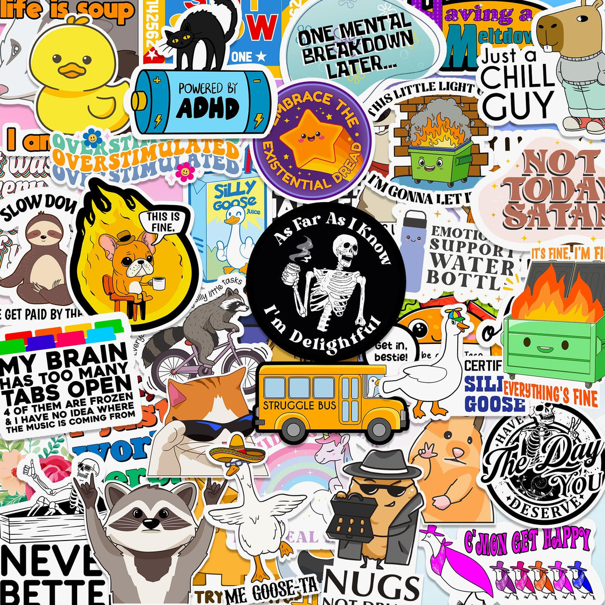 Puraesla 225-piece sticker pack adds personality to laptops and water bottles.