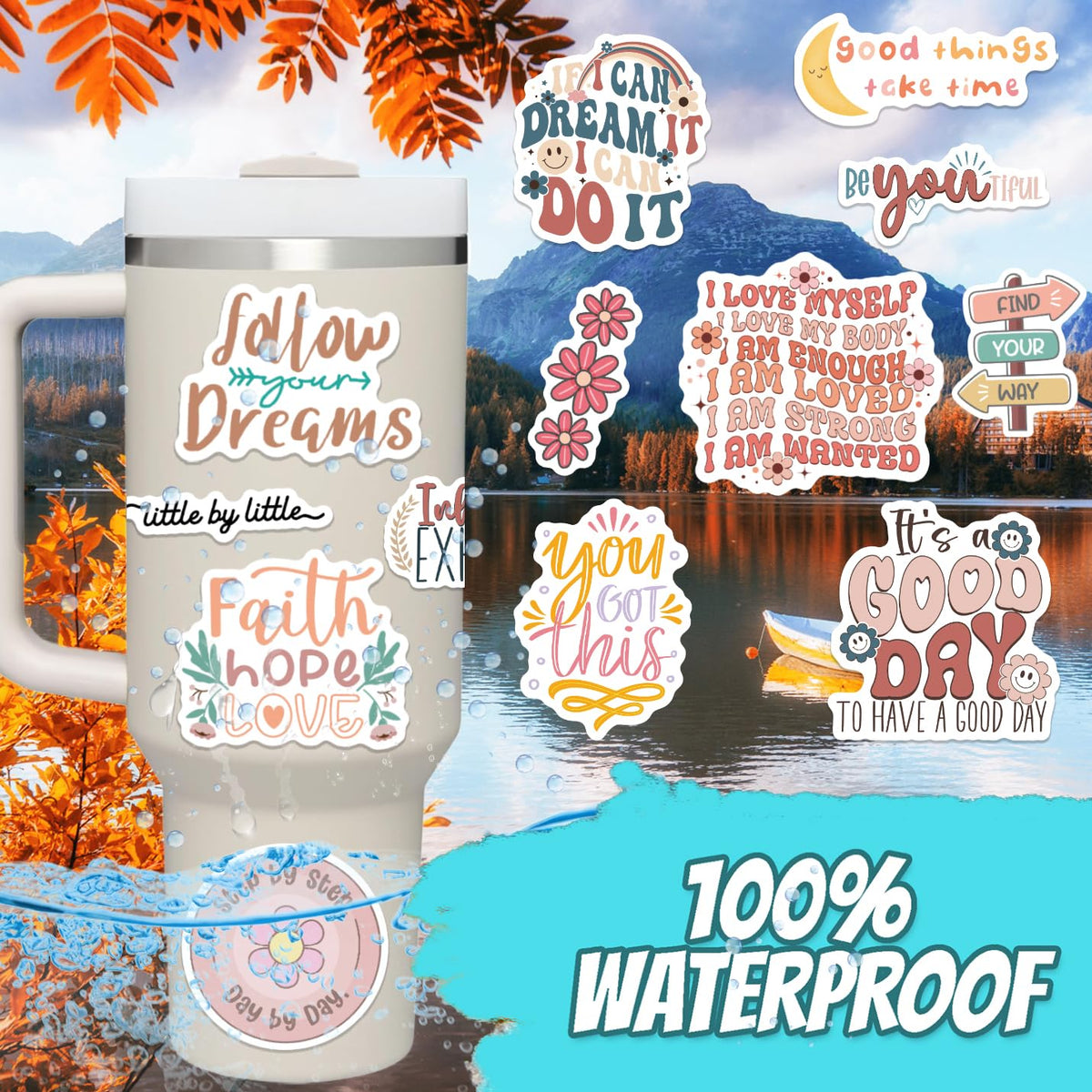 Puraesla journal stickers with uplifting phrases for brighter notes and planners