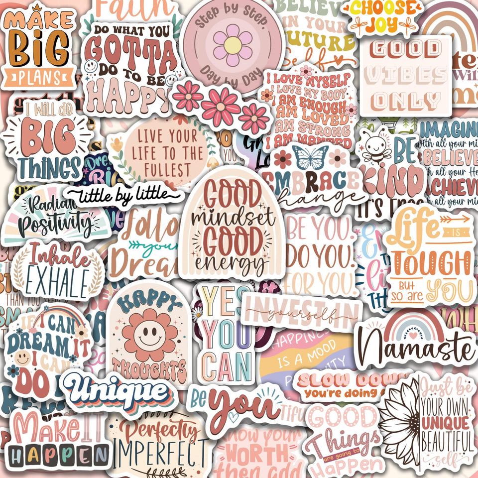 Puraesla vision board motivational stickers on a laptop, boosting motivation and style