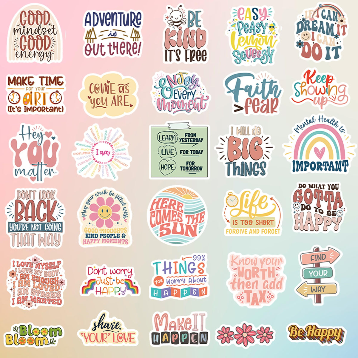 Puraesla water bottle stickers with boho designs, waterproof for durable, colorful hydration accessory