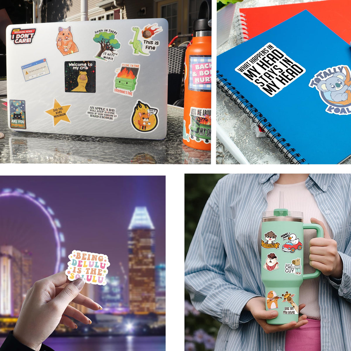 Puraesla waterproof vinyl stickers resist spills on gadgets and gear.