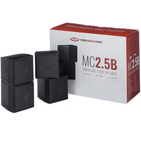 Pure Resonance Audio MC2.5B left cube swivels for precise room-filling sound.