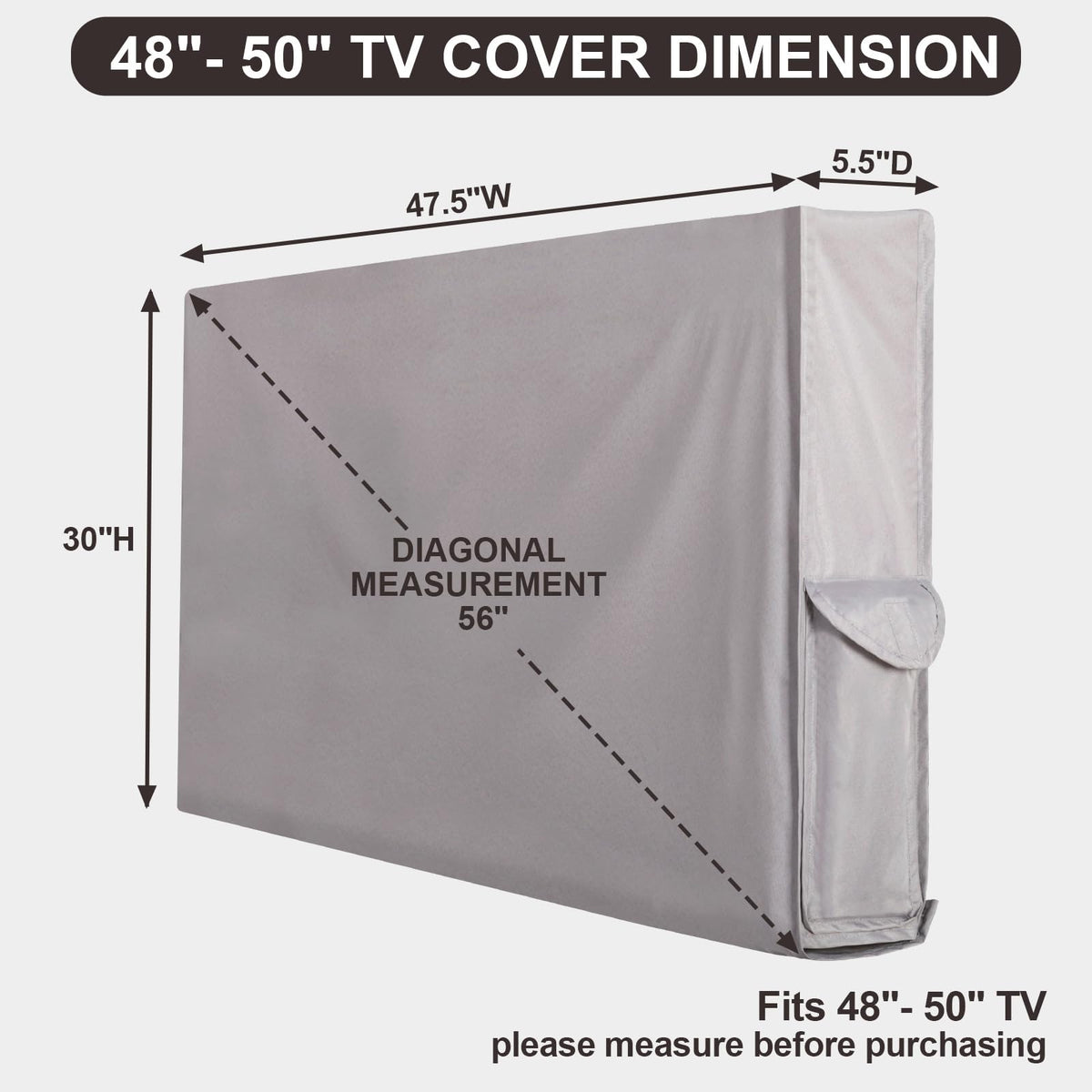 PureFit TV cover with sealed bottom blocks wind-driven moisture and debris