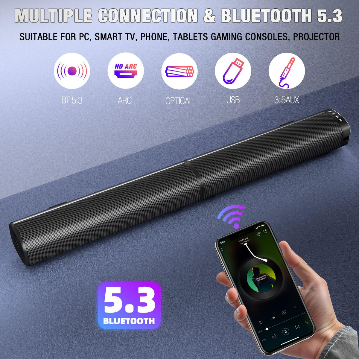 Puriom detachable towers separated for wider stereo and stronger bass