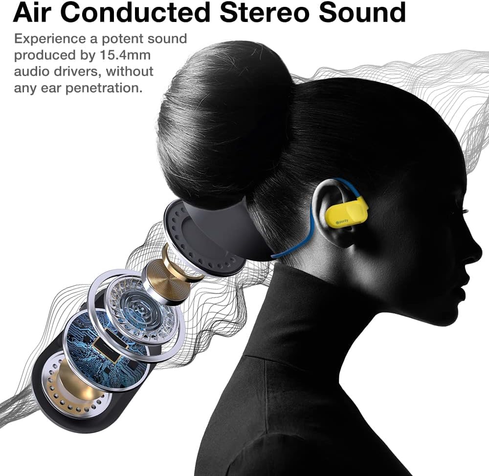Purity Air Open Ear Headphones dual mic close-up for clear calls