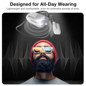 Purity Air Open Ear Headphones demonstrating IPX5 sweat resistance for outdoor runs.