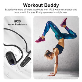 Purity Air Open Ear Headphones lightweight design for long-wear comfort during workouts.