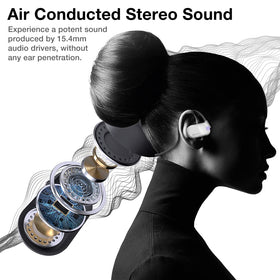 Purity Air Open Ear Headphones open-ear design supports awareness while cycling.