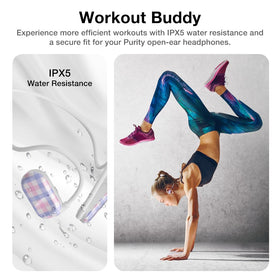 Purity Air Open Ear Headphones outdoors during activity