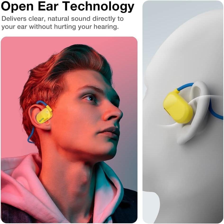 Purity Air Open Ear Headphones worn for secure comfort during daily activities