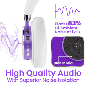 3.5mm wired jack on BT2200 Plus purple headset for wired learning