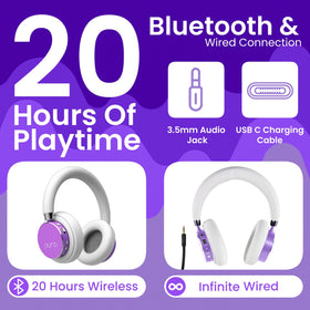Purple BT2200 Plus ear cups shown for soft comfort during sessions