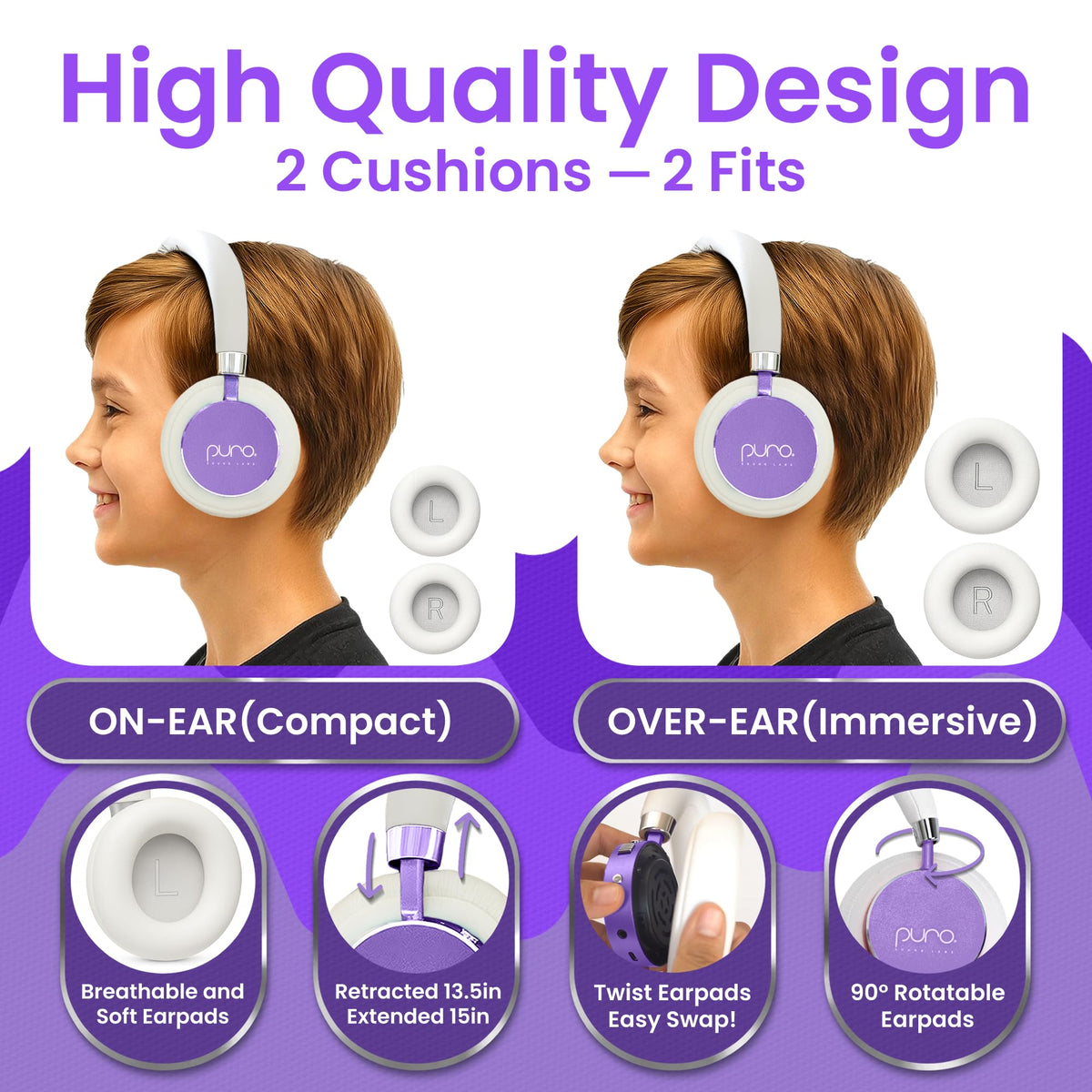 Travel case with BT2200 Plus purple headphones for protection on trips