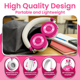 85 dB volume limit supports safer listening on tablets and devices.