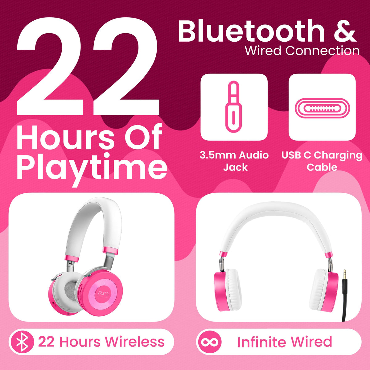 JuniorJam Plus adjustable on-ear design fits growing kids comfortably.