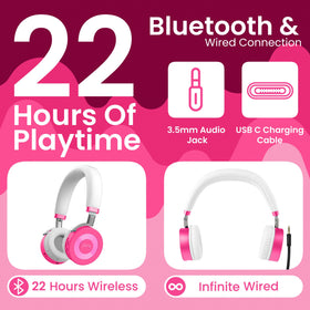 JuniorJam Plus adjustable on-ear design fits growing kids comfortably.