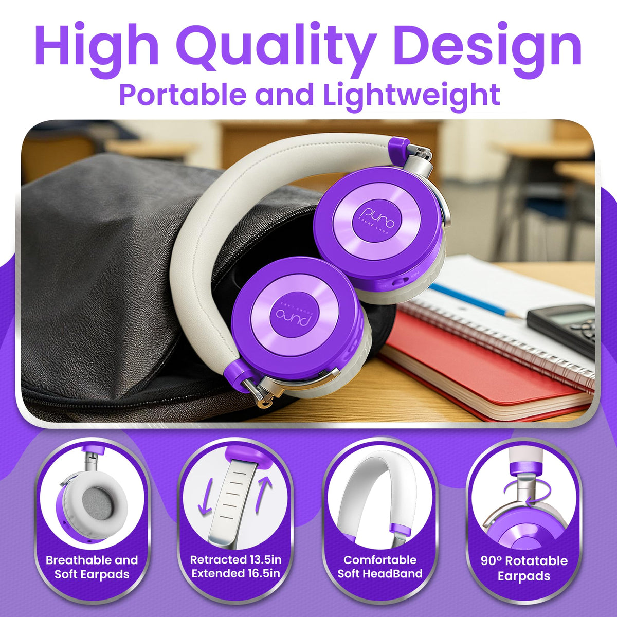 Plush ear cushions on JuniorJam Plus offer gentle comfort during study and play.
