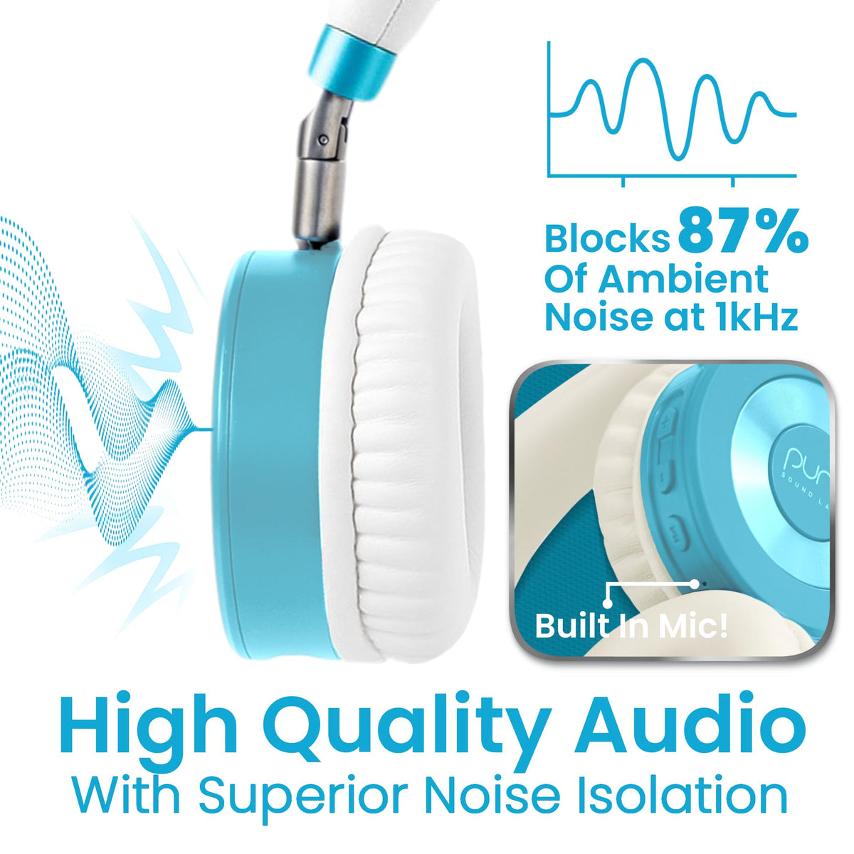 Bluetooth connection on JuniorJam Plus teal headphones for seamless pairing
