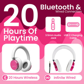 Puro BT2200 Plus pink on-ear earcups with breathable padding for comfort.