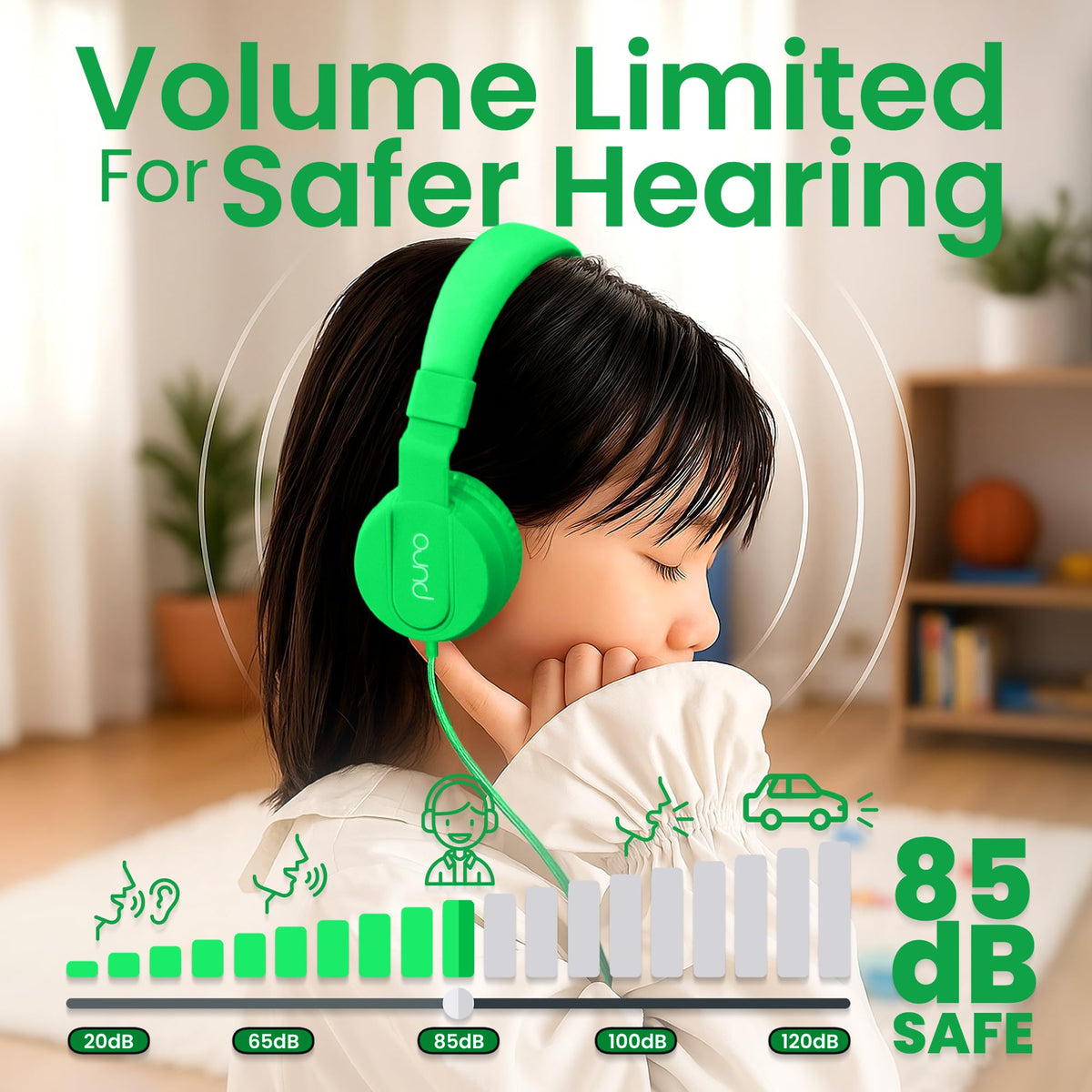 Puro Sound Labs close-up of ear cushion showing soft padding for comfortable wear