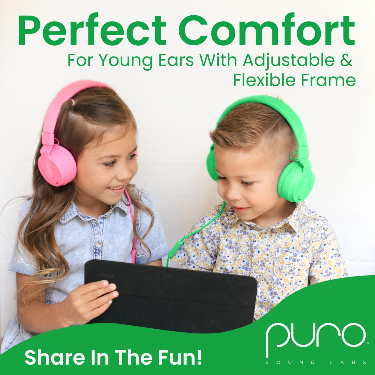 Puro Sound Labs folded headphones with drawstring bag highlighting portable protection