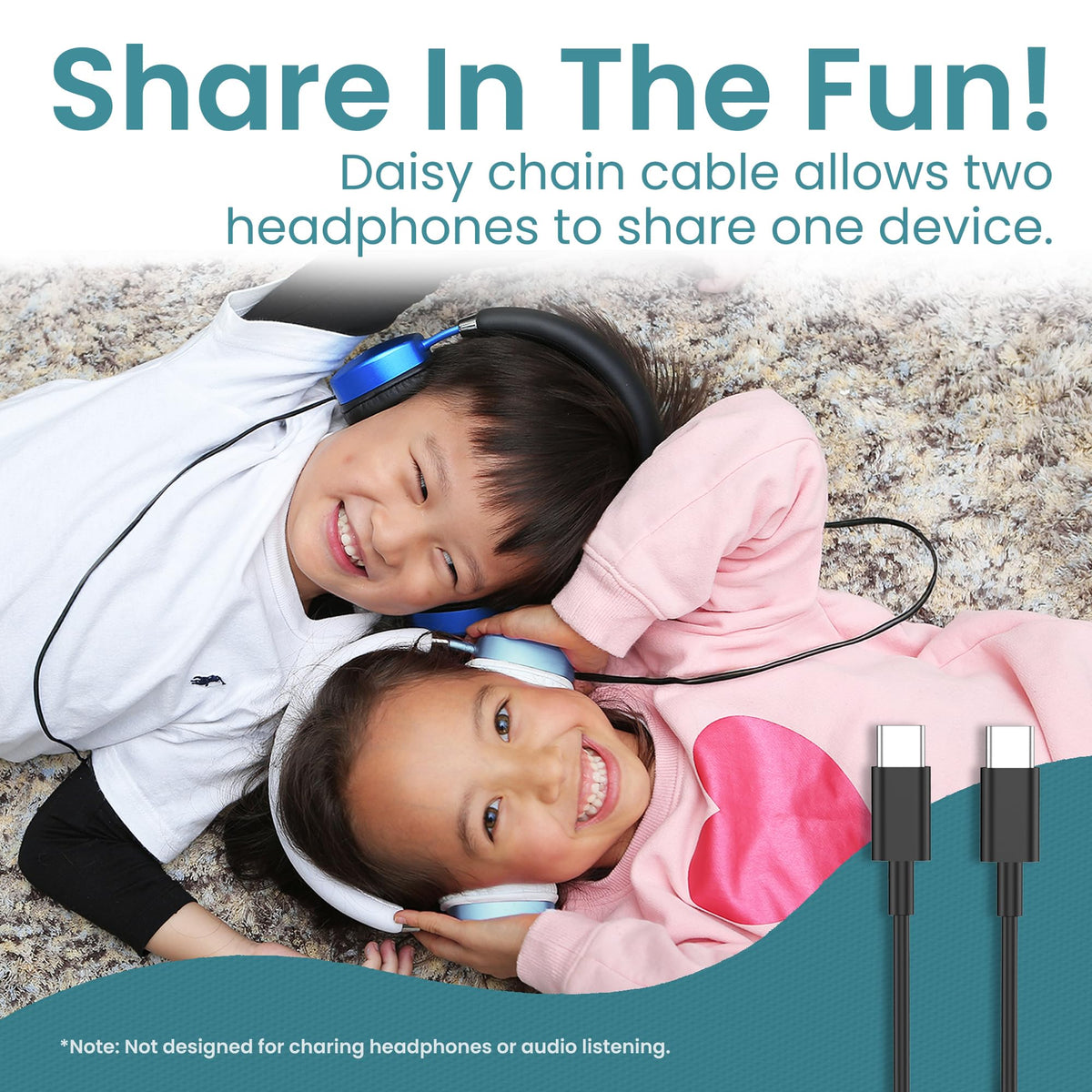 PuroQuiet Plus Teal headphones in wireless mode with 30-foot range for classroom use.