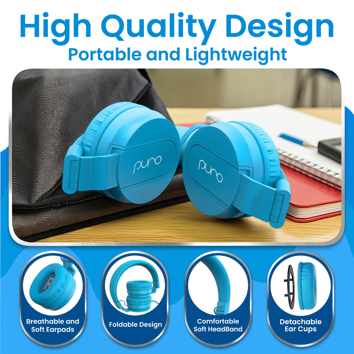 Puro Sound Labs displayed on a child showing adjustable headband for growing heads