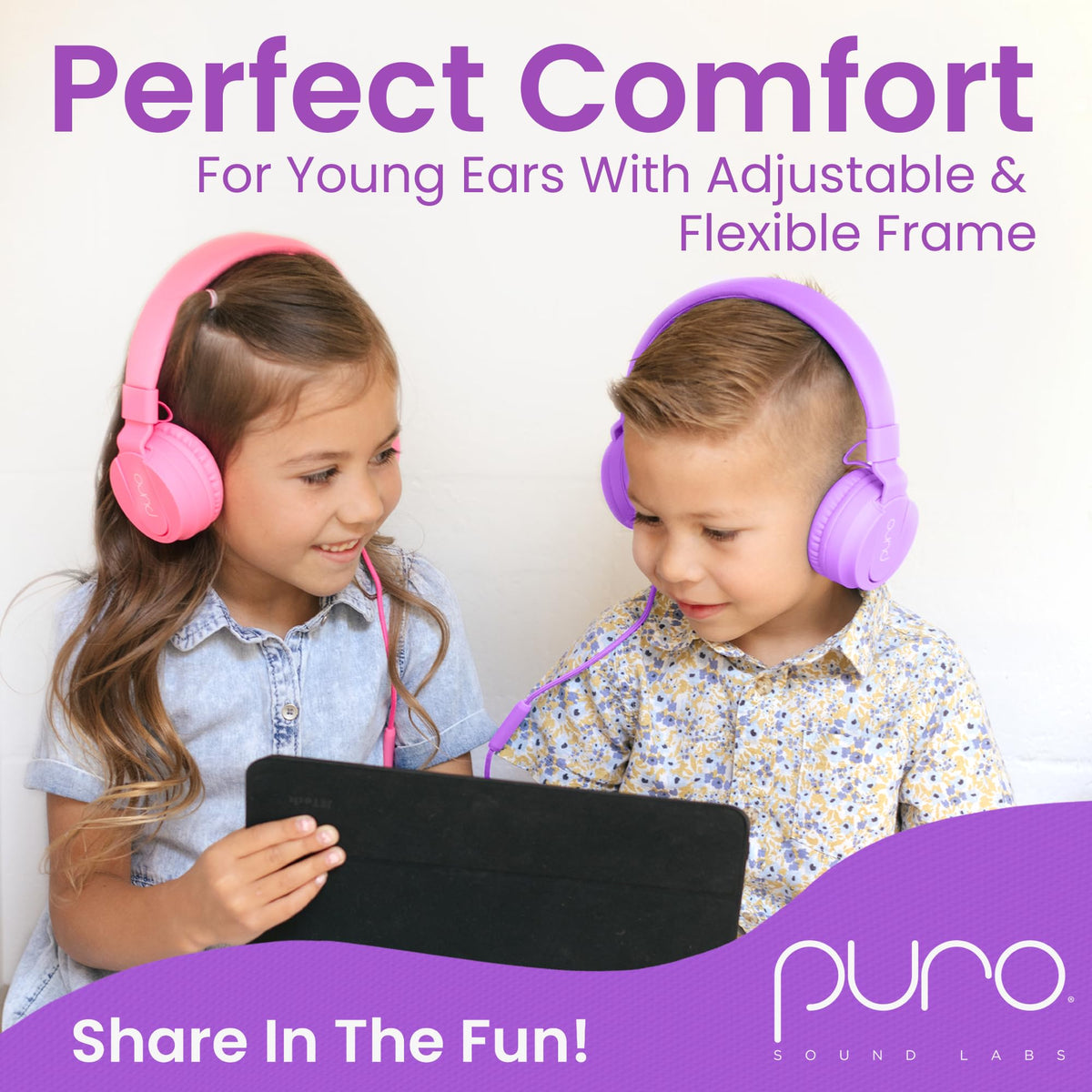 Puro Sound Labs child wearing headphones during online class for focused listening