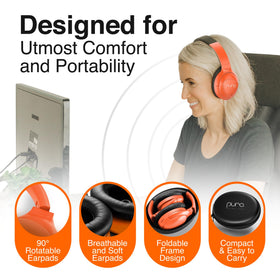 PuroPro headphones wired with 3.5mm jack for uninterrupted listening.