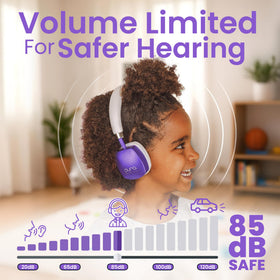 PuroQuiet Plus headphones show 35-hour battery life for travel and classroom use.