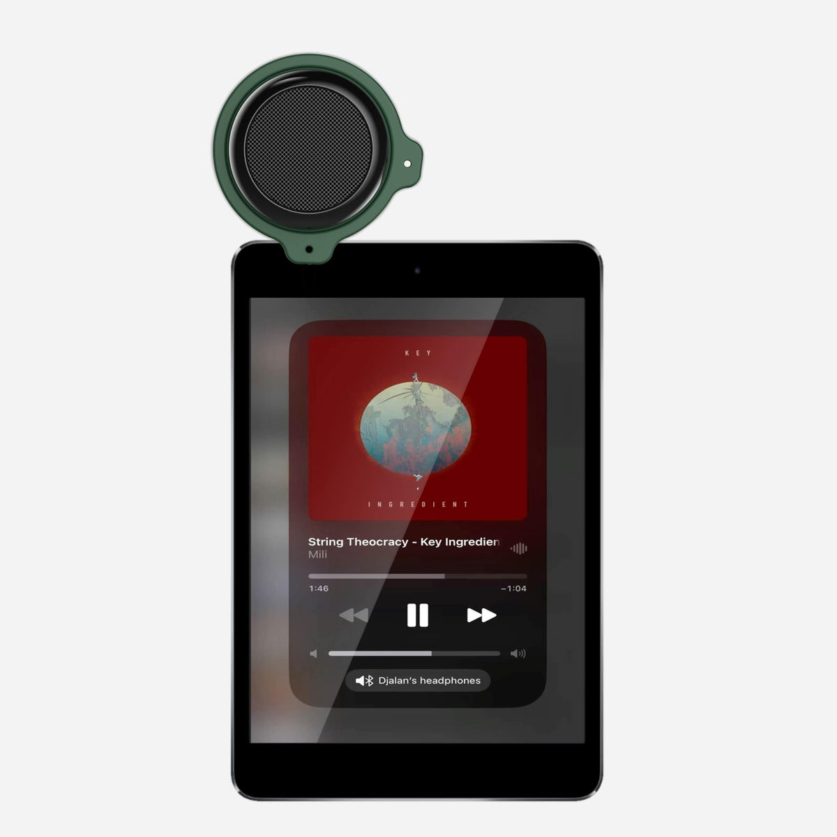 Pursio mini mounted on tablet in landscape mode benefit improved media playback