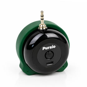 Pursio mini positioned on silicone stand showing stable angled projection benefit