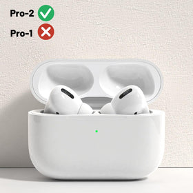PUTAONIMENG left earbud beside the A2968 charging case demonstrates compatibility