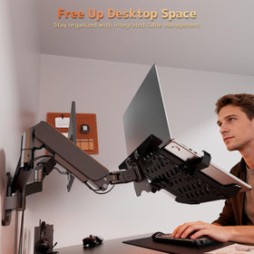 PUTORSEN full-motion arms extend for ergonomic viewing angles.