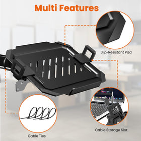 PUTORSEN cable management clips along arm for tidy cord routing