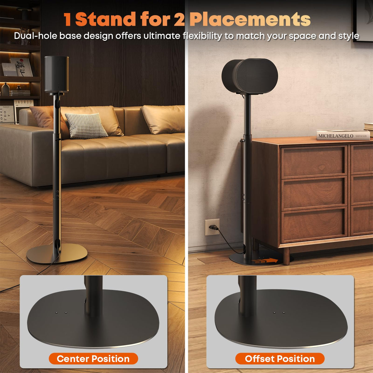 Putorsen dual-mount base enables flush placement under furniture.